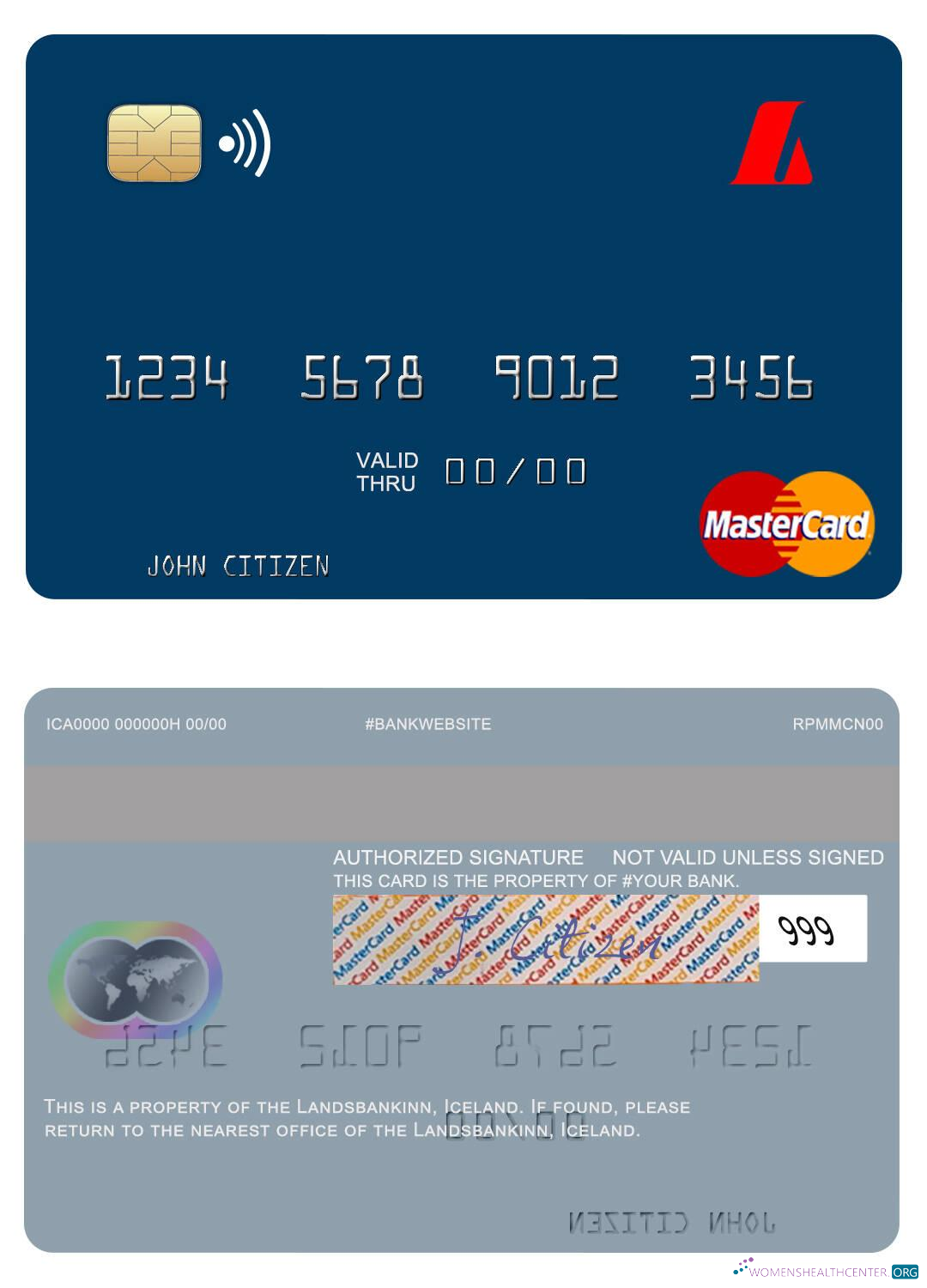 Download Iceland Landsbankinn mastercard Photoshop template
